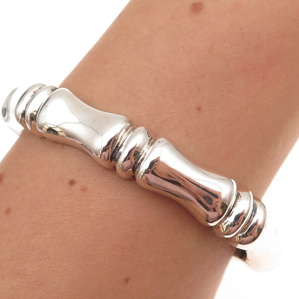 Rage 925 Sterling Silver Vintage Bamboo Adjustable Cuff Bracelet 7"